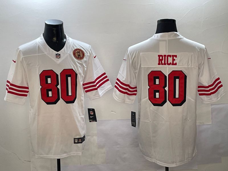 Men San Francisco 49ers #80 Rice White Throwback 2024 Nike Limited NFL Jersey style 01044